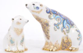 TWO CONTEMPORARY ROYAL CROWN CROWN DERBY POLAR BEARS