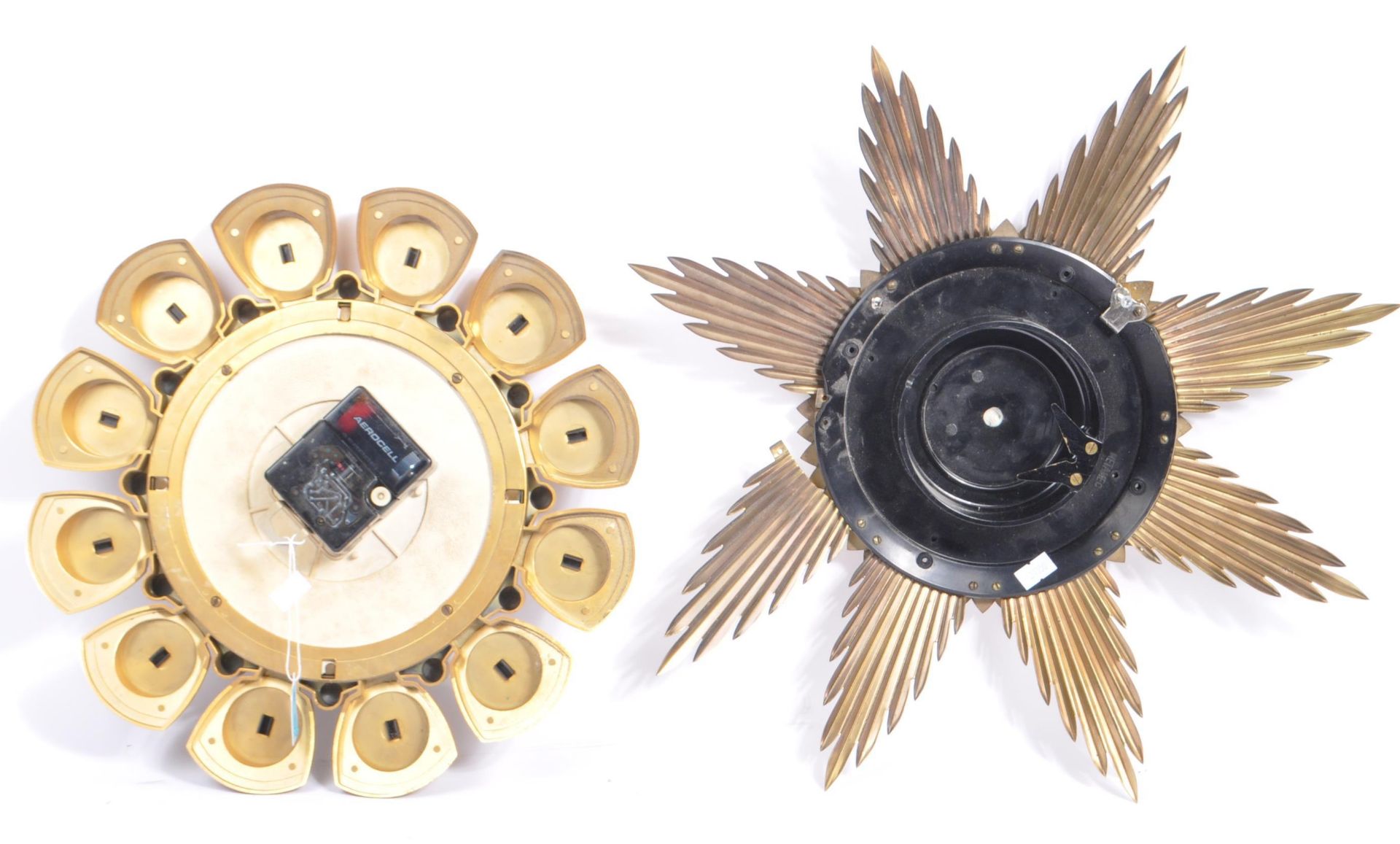 A 20TH CENTURY METAMEC WALL CLOCK & BRASS SUNBURST MIRROR - Image 9 of 9