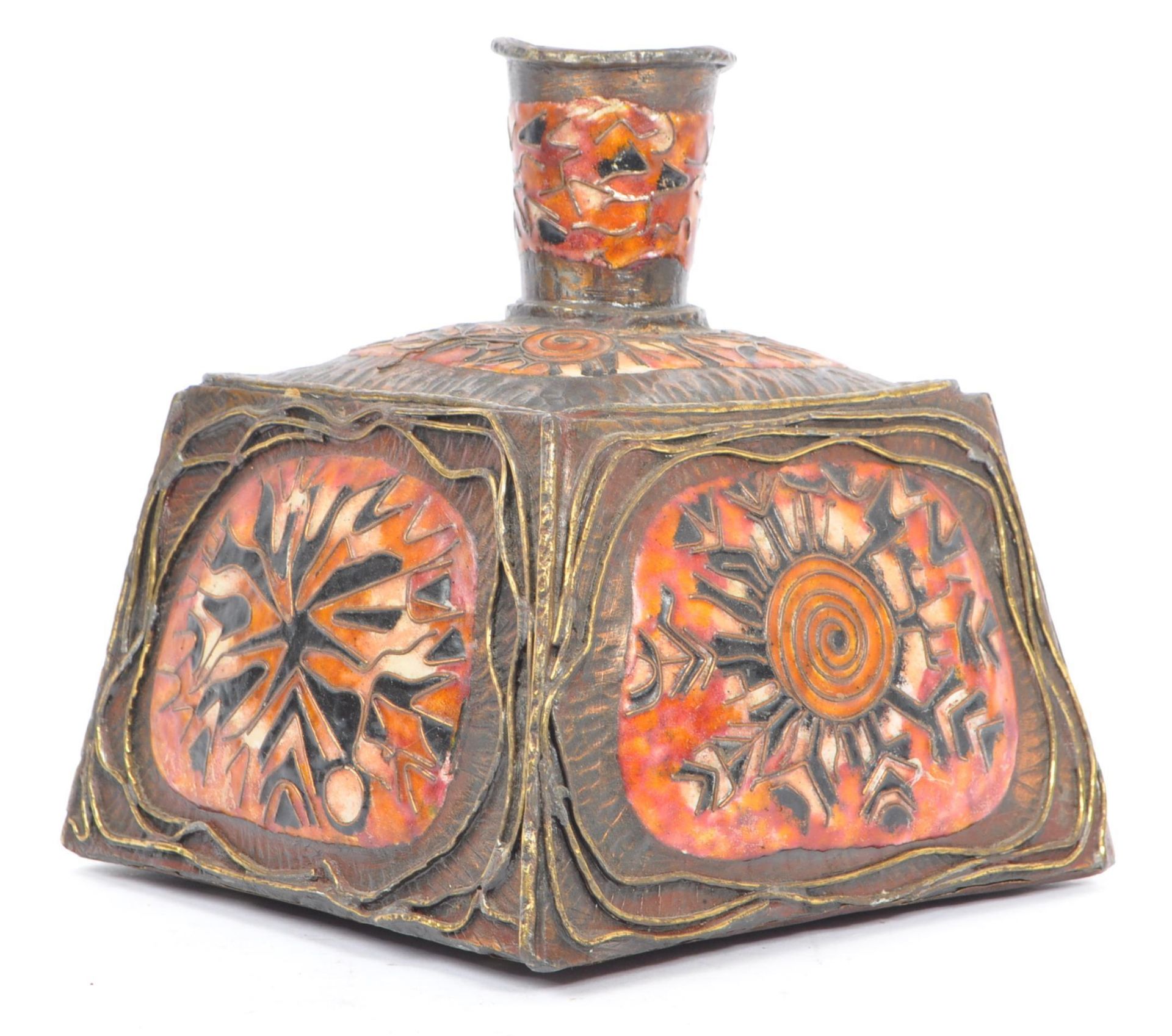 EARLY 20TH CENTURY MIDDLE EASTERN ENAMELLED BRASS VASE