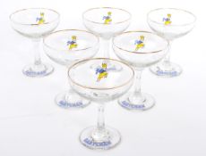 COLLECTION OF SIX VINTAGE 20TH CENTURY BABYCHAM GLASSES