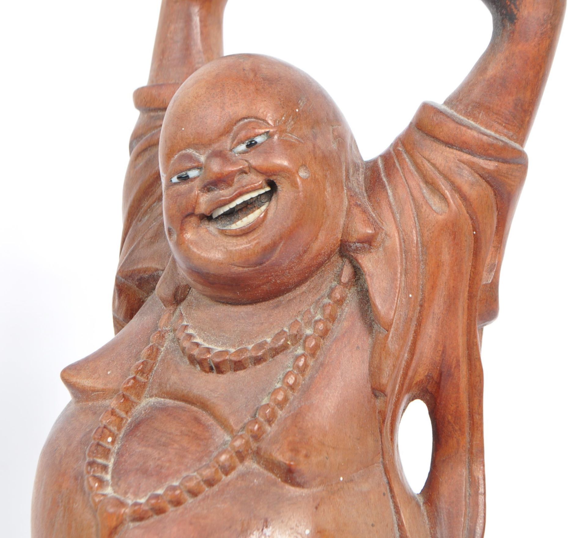 19TH CENTURY CHINESE WOODEN CARVED HO TAI BUDDHA - Image 5 of 6