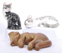 COLLECTION OF THREE STUDIO POTTERY CAT FIGURES