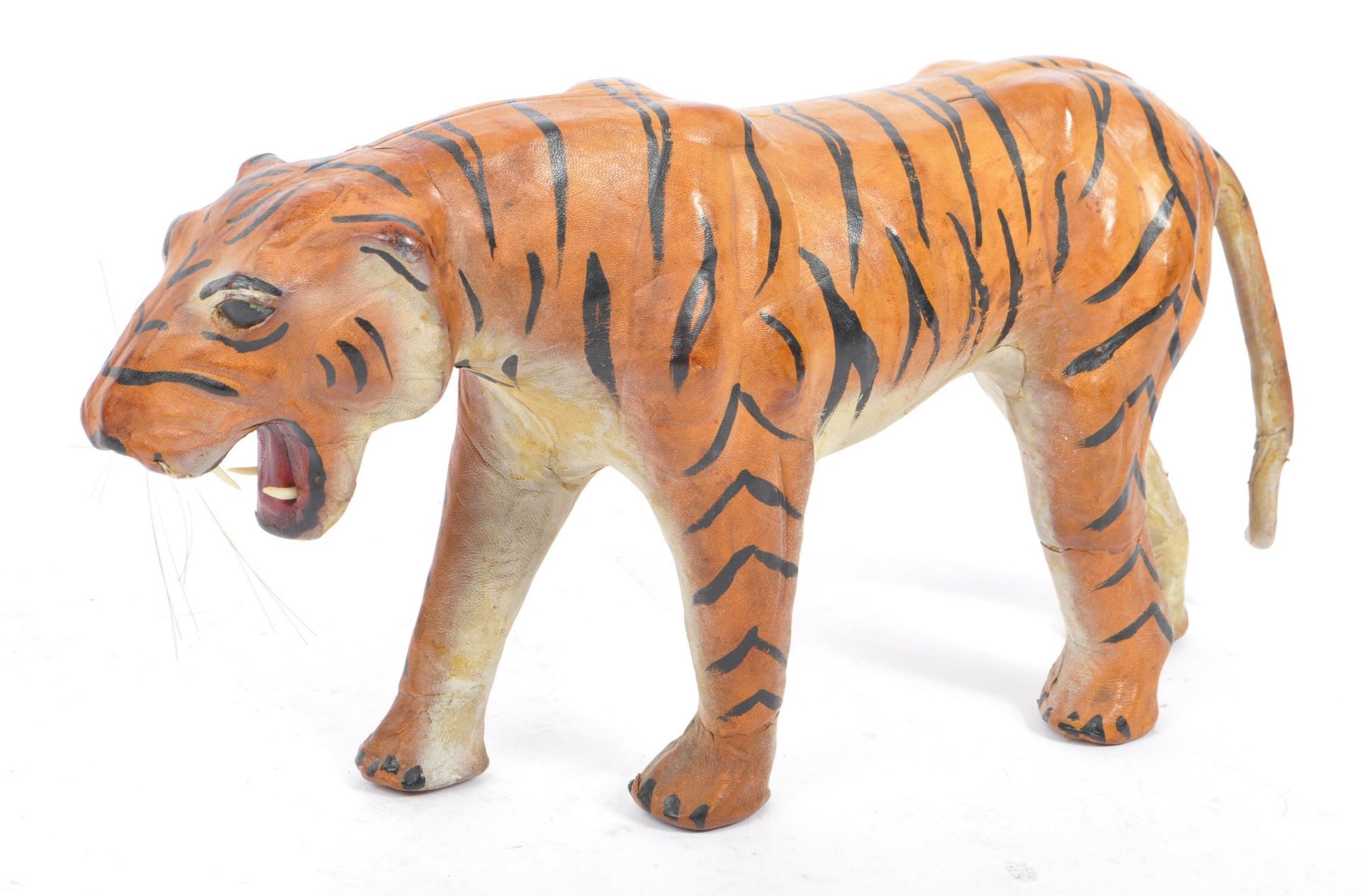 20TH CENTURY FRENCH PAINTED LEATHER TIGER FIGURE - Image 5 of 9