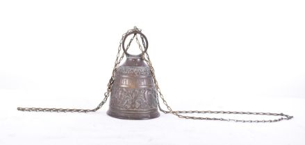 19TH CENTURY HEAVY BRASS ECCLESIASTICAL BELL / KNOCKER