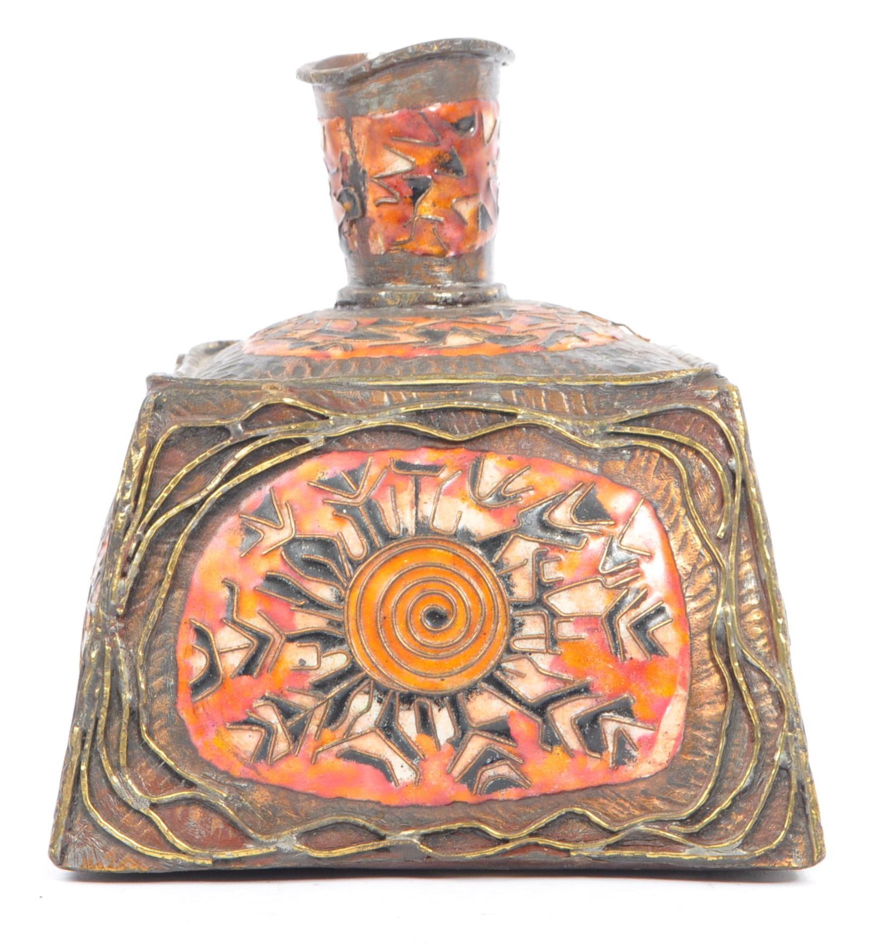 EARLY 20TH CENTURY MIDDLE EASTERN ENAMELLED BRASS VASE - Image 3 of 6