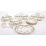 VICTORIAN GREEN AND WHITE DINNER SERVICE BY KEELING & CO