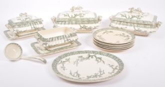 VICTORIAN GREEN AND WHITE DINNER SERVICE BY KEELING & CO