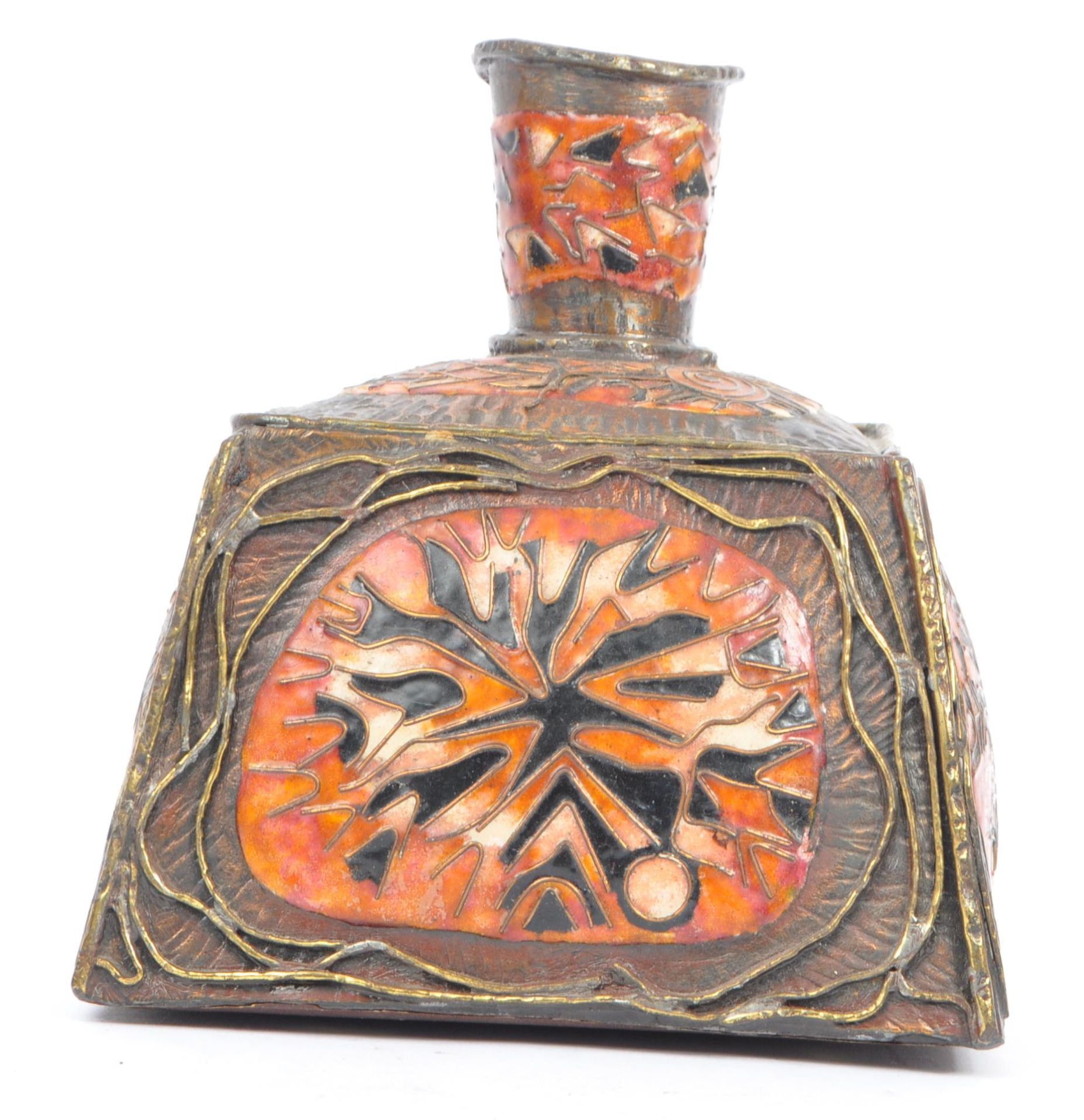 EARLY 20TH CENTURY MIDDLE EASTERN ENAMELLED BRASS VASE - Image 2 of 6