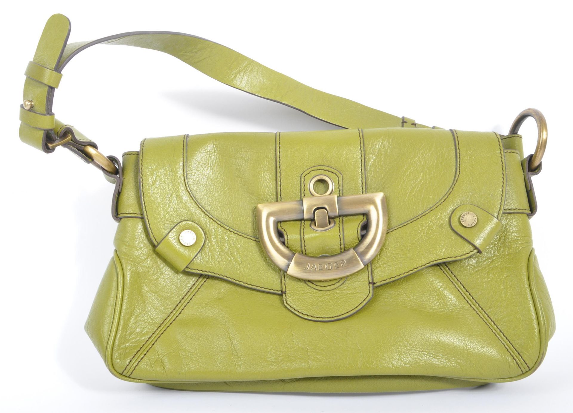 VINTAGE JAEGER CHARTREUSE LEATHER HANDBAG