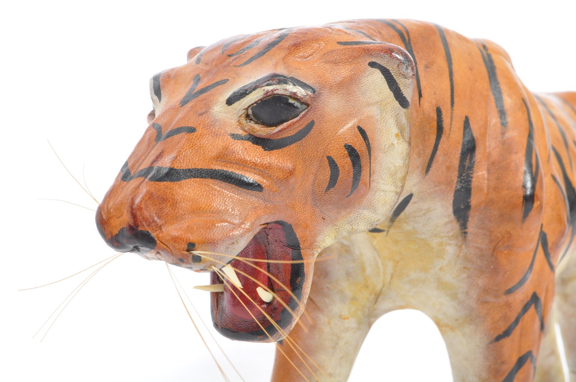 20TH CENTURY FRENCH PAINTED LEATHER TIGER FIGURE - Image 6 of 9