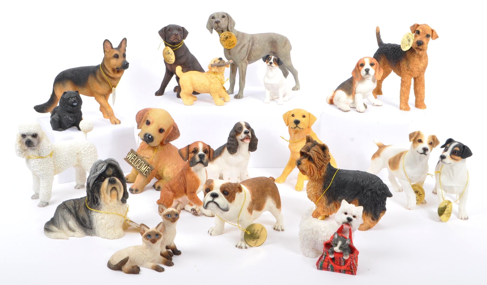 COLLECTION OF DOG STUDY FIGURINES BY THE LEONARDO COLLECTION