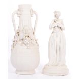 19TH CENTURY VICTORIAN PARIAN WARE VASE & MAIDEN