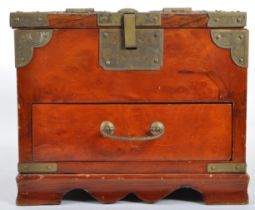 20TH CENTURY HARDWOOD BRASS CHINESE CASKET BOX