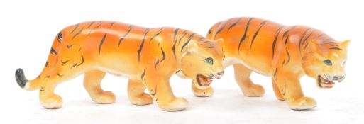 PAIR OF 1930S CHINESE PORCELAIN TIGER FIGURES