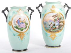 PAIR OF 19TH CENTURY STAFFORDSHIRE PORCELAIN VASES