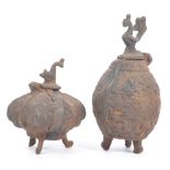 TWO EARLY 20TH CENTURY INDIAN CAST IRON INK WELLS