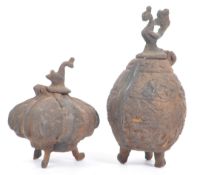 TWO EARLY 20TH CENTURY INDIAN CAST IRON INK WELLS