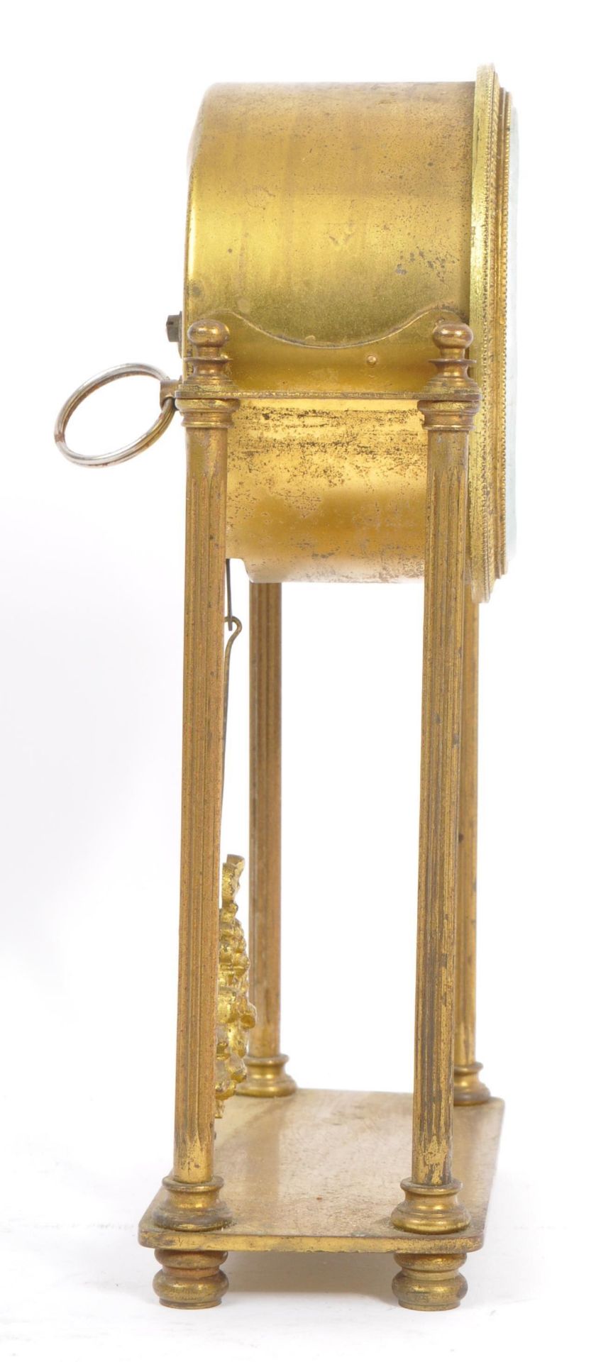 19TH CENTURY FRENCH BARREL DRUM CASE MANTEL CLOCK - Image 4 of 6