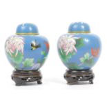 PAIR OF VINTAGE 20TH CENTURY CHINESE CLOISONNE GINGER JARS
