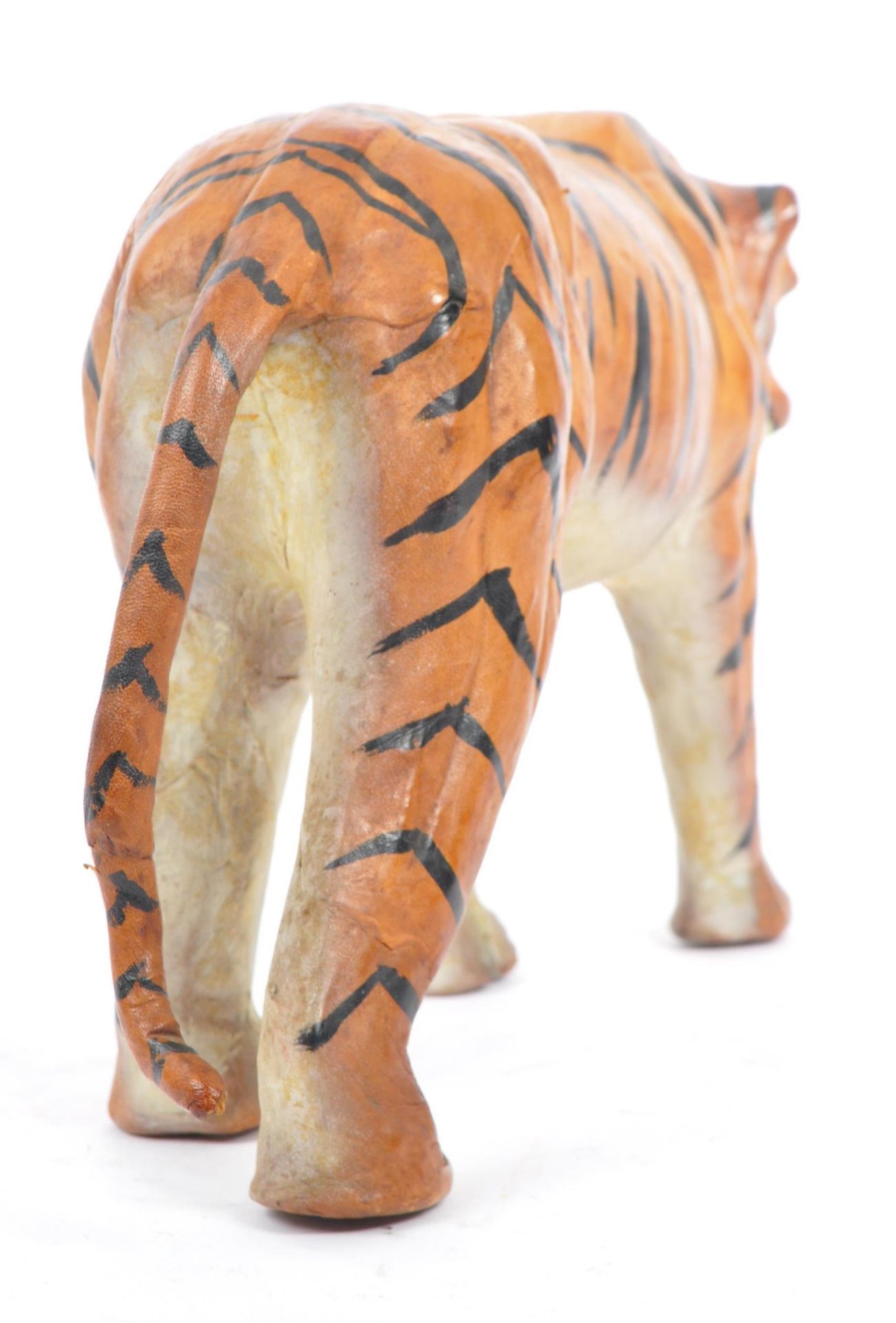 20TH CENTURY FRENCH PAINTED LEATHER TIGER FIGURE - Image 4 of 9