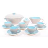 VINTAGE GREY & SKY BLUE TWINTONE SERVICE BY POOLE POTTERY