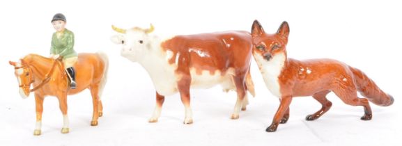 COLLECTION OF BESWICK POTTERY PORCELAIN ANIMAL FIGURES