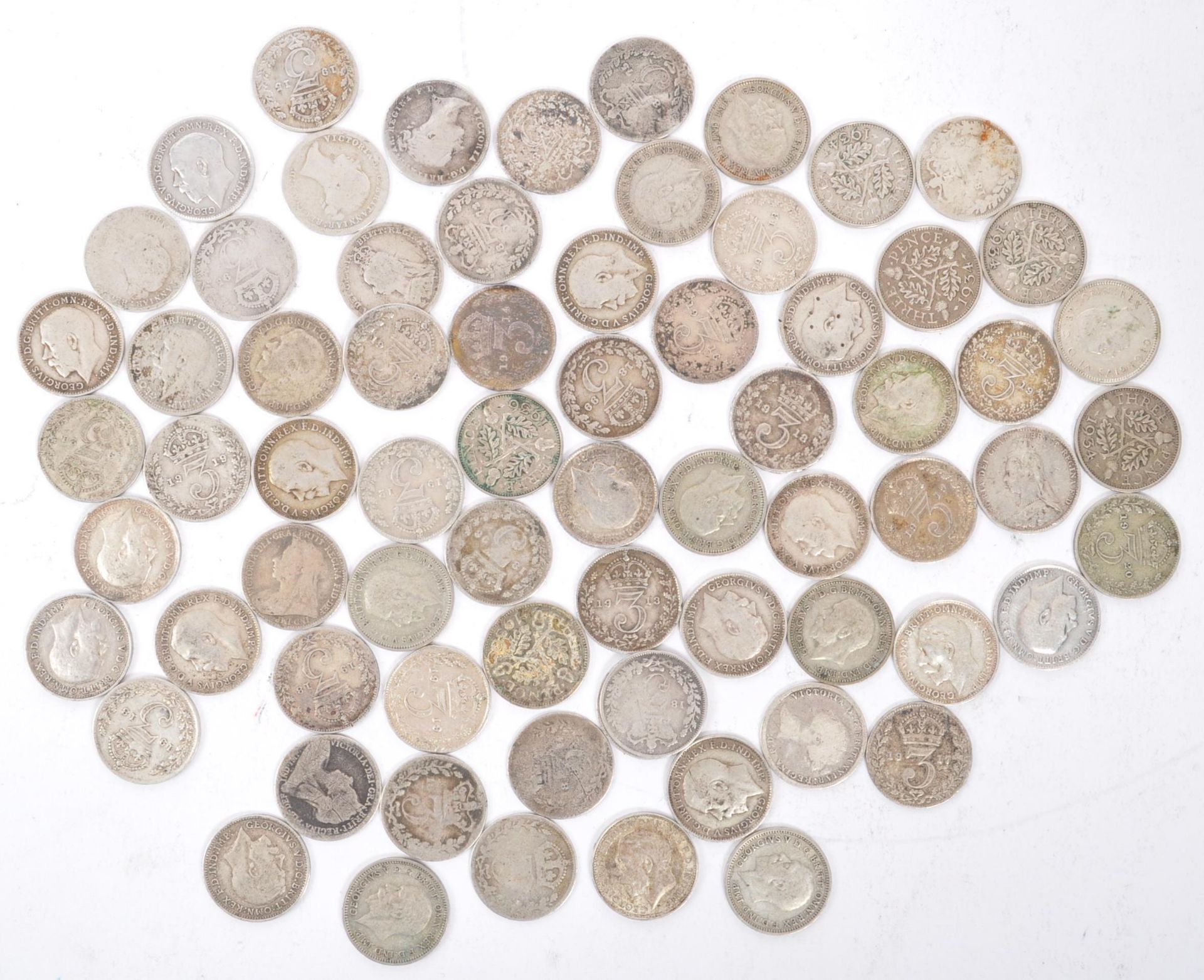 COLLECTION OF 19TH AND 20TH CENTURY SILVER THREE PENCE COINS