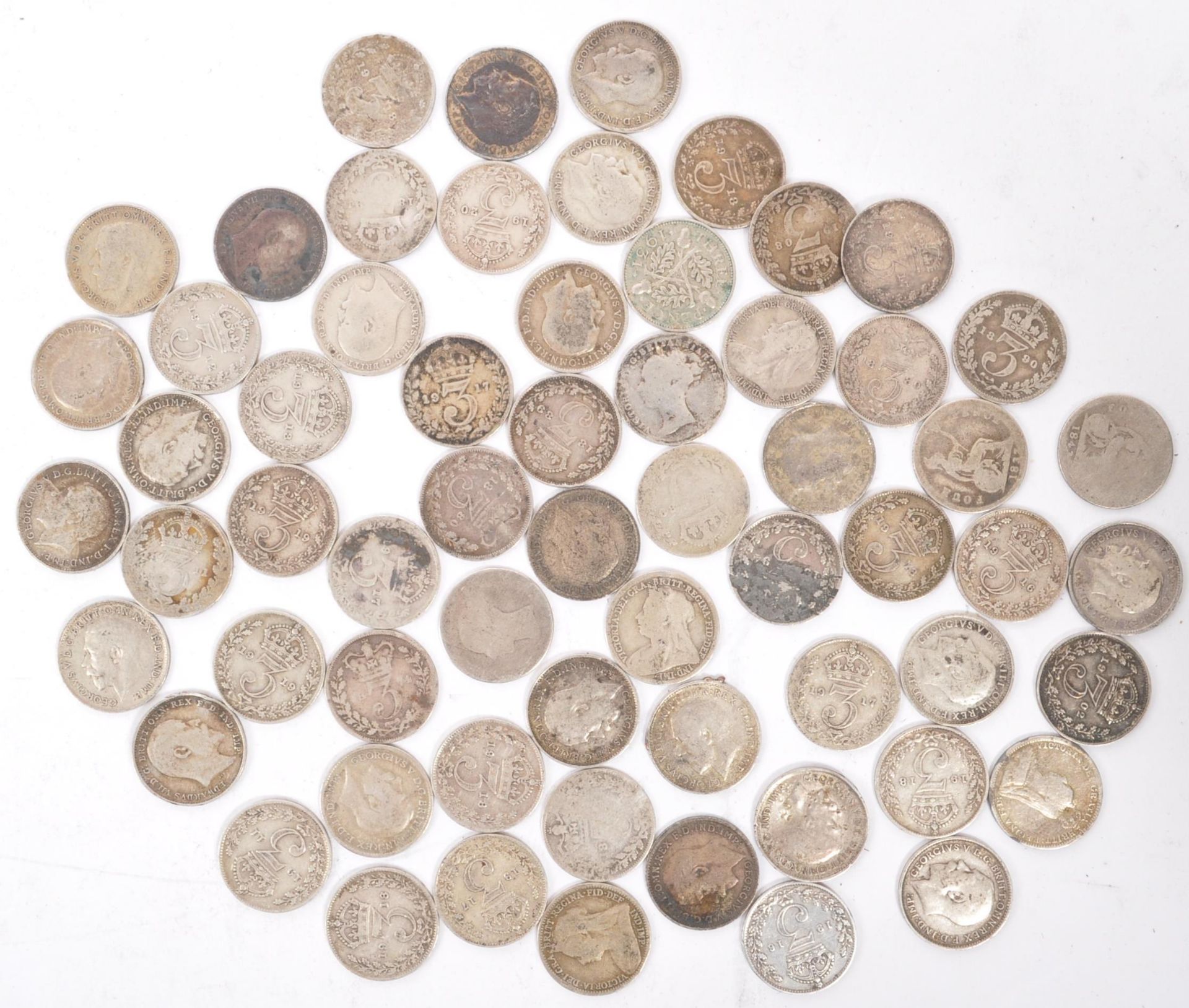 COLLECTION OF 19TH AND 20TH CENTURY SILVER THREE PENCE COINS