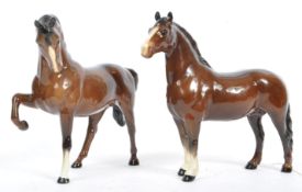 TWO BESWICK PORCELAIN VINTAGE HORSE FIGURES