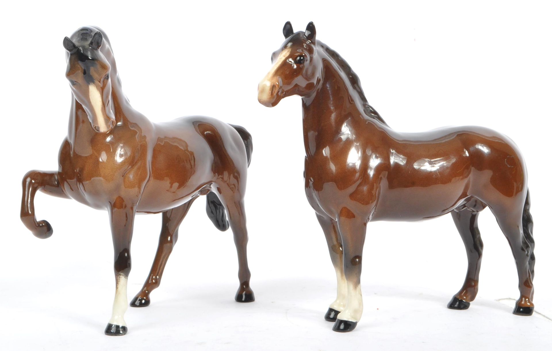 TWO BESWICK PORCELAIN VINTAGE HORSE FIGURES