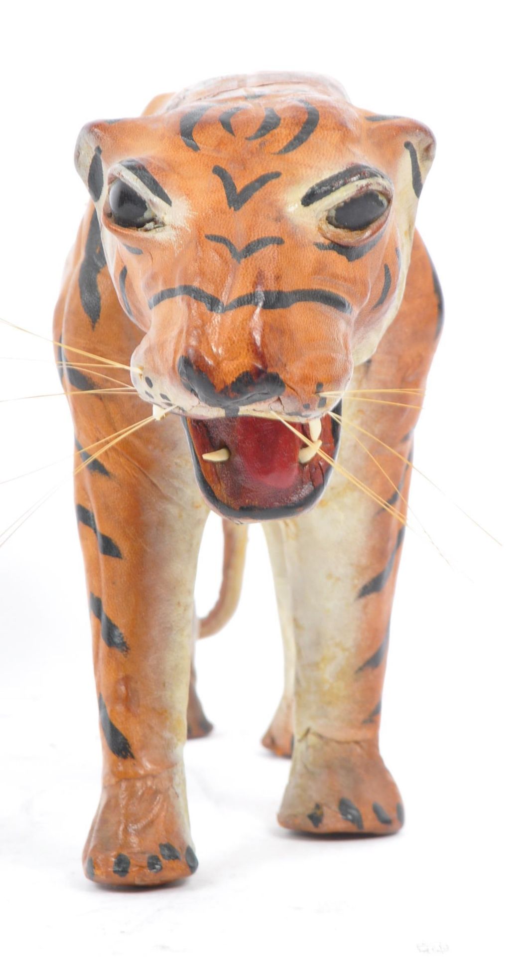 20TH CENTURY FRENCH PAINTED LEATHER TIGER FIGURE - Image 2 of 9