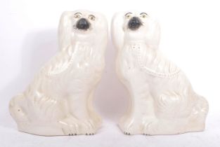 LARGE PAIR OF STAFFORDSHIRE KING CHARLES CERAMIC SPANIEL DOGS