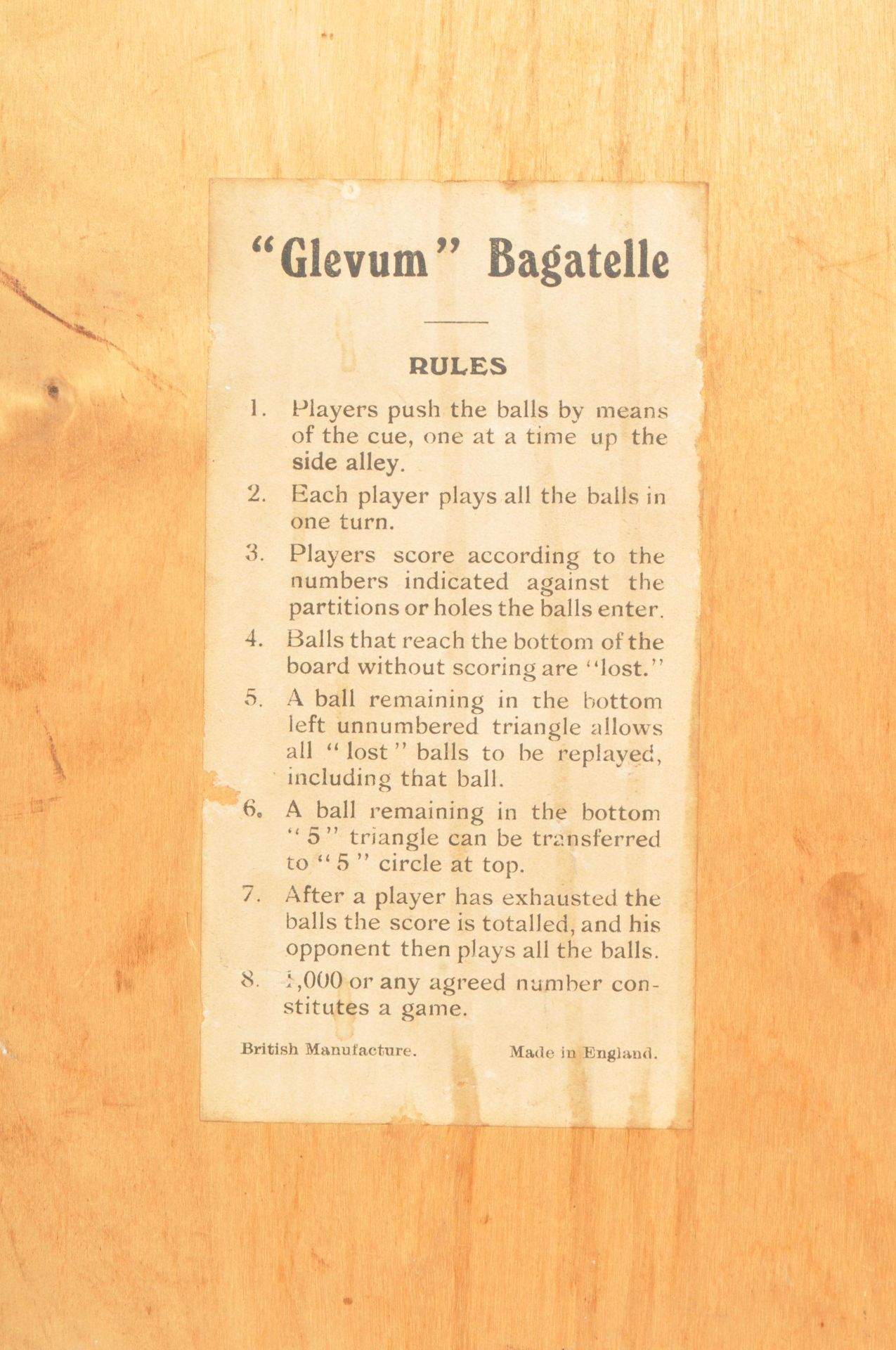 VINTAGE MID 20TH CENTURY GLEVUM BAGATELLE BALL BEARING GAME - Bild 8 aus 8
