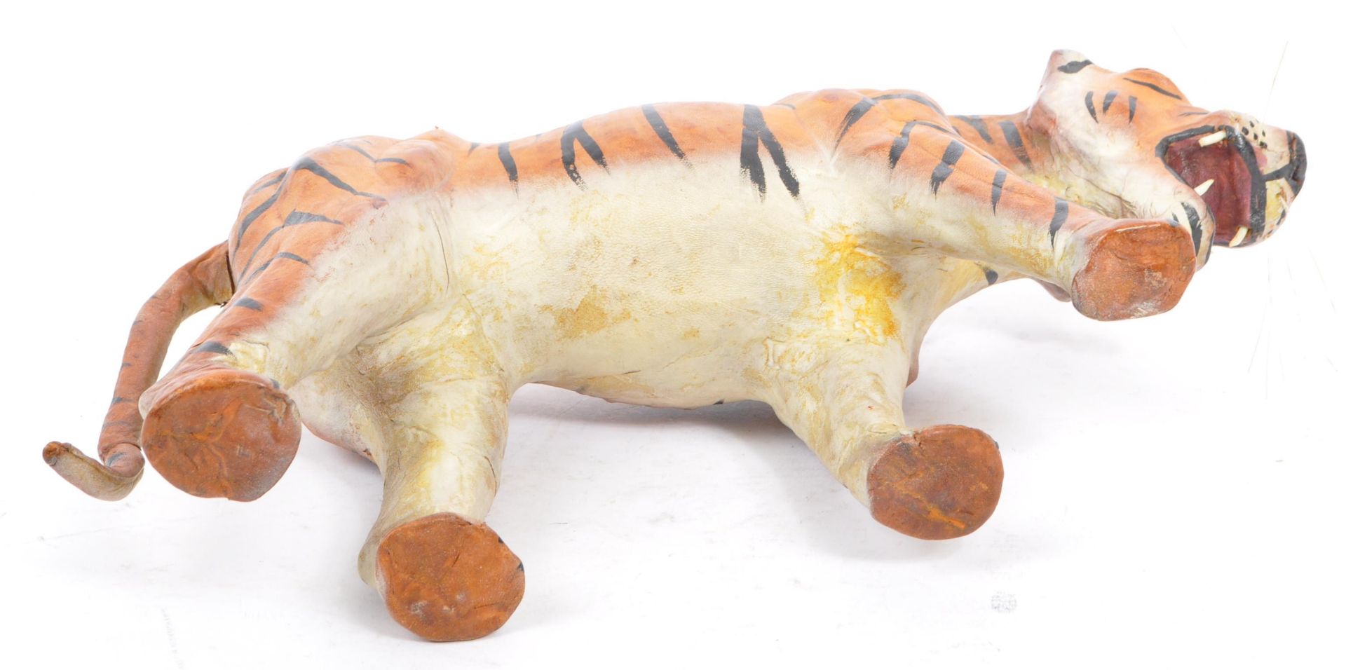 20TH CENTURY FRENCH PAINTED LEATHER TIGER FIGURE - Image 8 of 9