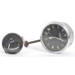 VINTAGE JAEGER CHROME CAR CLOCK & TEMP GAUGE