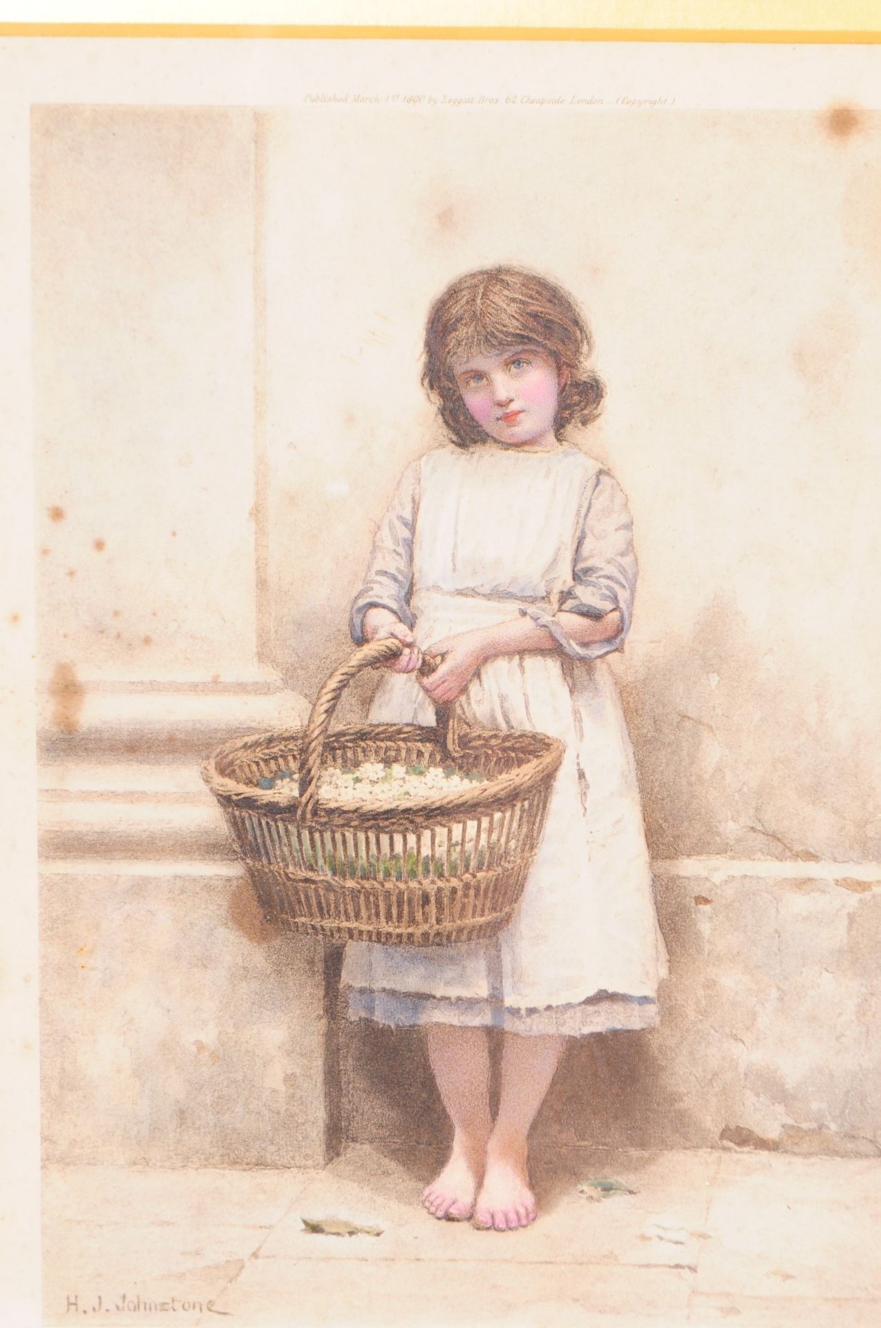 VINTAGE 20TH CENTURY COLOURED PRINT OF YOUNG GIRL - Image 3 of 5