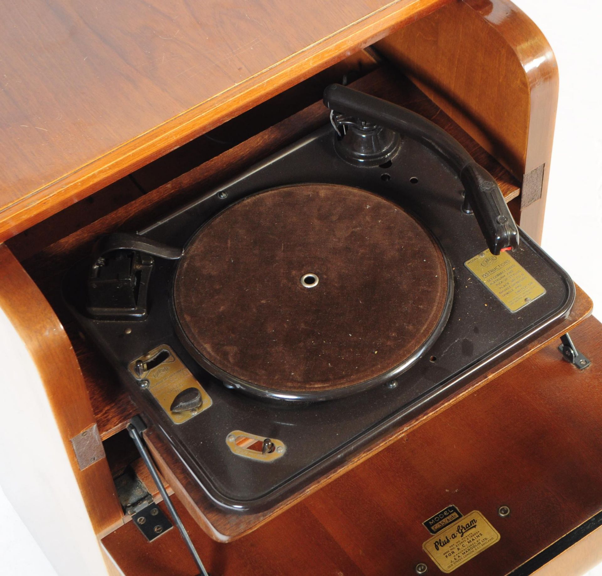 1930S ART DECO PLUS A GRAM RECORD CHANGER PLAYER - Image 3 of 8