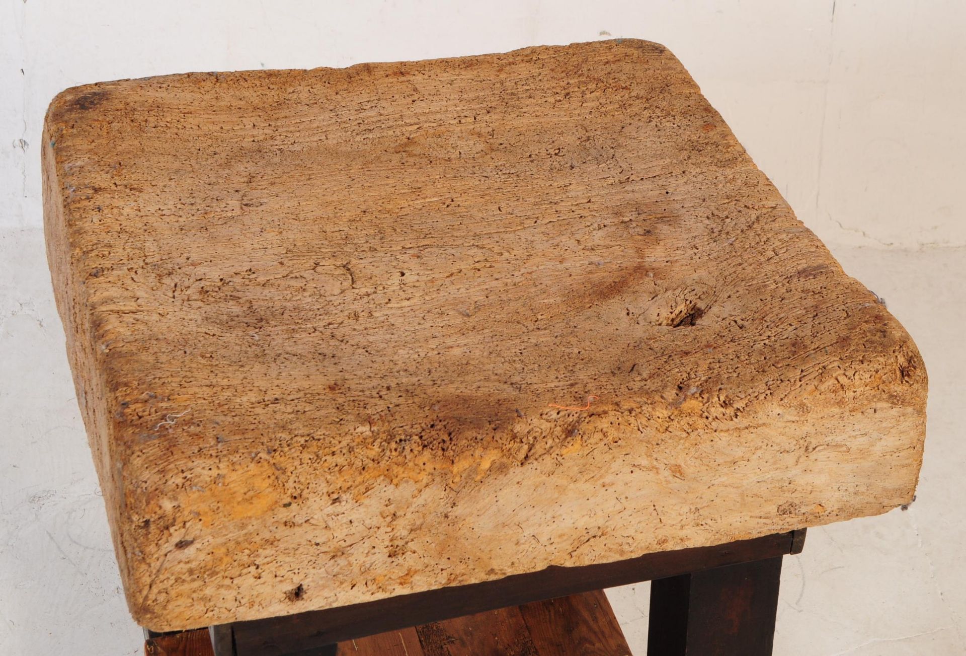 19TH CENTURY PINE BUTCHERS BLOCK WITH LATER LEGS - Image 2 of 3