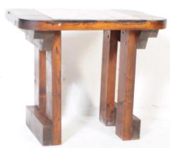 VINTAGE 20TH CENTURY PINE GAME / ONYX CHESS TABLE