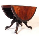 VICTORIAN 19TH CENTURY MARQUETRY INLAID DROP LEAF TABLE