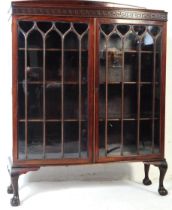 EDWARDIAN MAHOGANY CHIPPENDALE REVIVAL BOOKCASE / CABINET