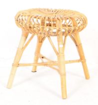 MID CENTURY FRANCO ALBINI WICKER AND BAMBOO STOOL