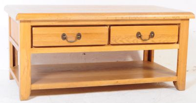 CONTEMPORARY OAK COFFEE TABLE WITH TWIN DRAWERS