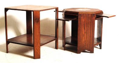 1930S ART DECO STYLE OAK SIDE BRIDGE TABLES