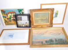COLLECTION OF SIX 20TH CENTURY ART PRINT PAINTINGS