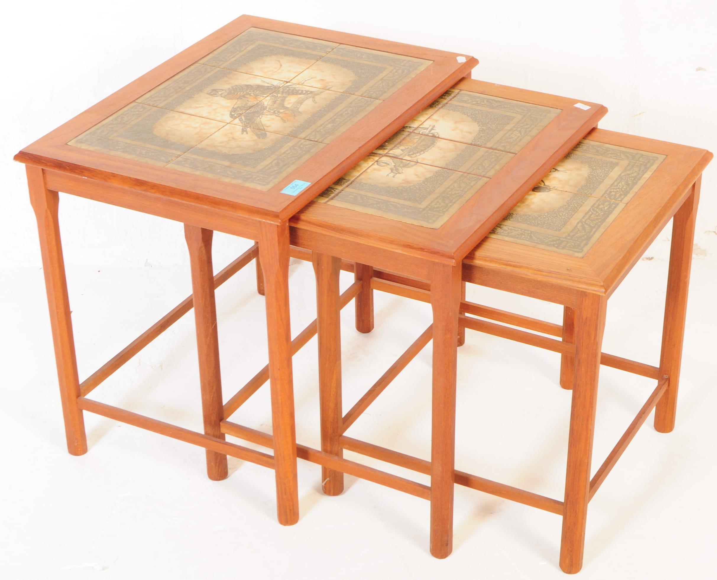 MID 20TH CENTURY DANISH TEAK TILE TOP NEST OF TABLES - Image 2 of 6