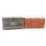 EARLY 20TH CENTURY PINE RAILWAY TRAVEL TRUNK / CHEST