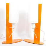PAIR OF CONTEMPORARY ORANGE RETRO STYLE TABLE LAMPS