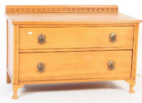 VINTAGE 1940S OAK LOW CHEST OF DRAWERS