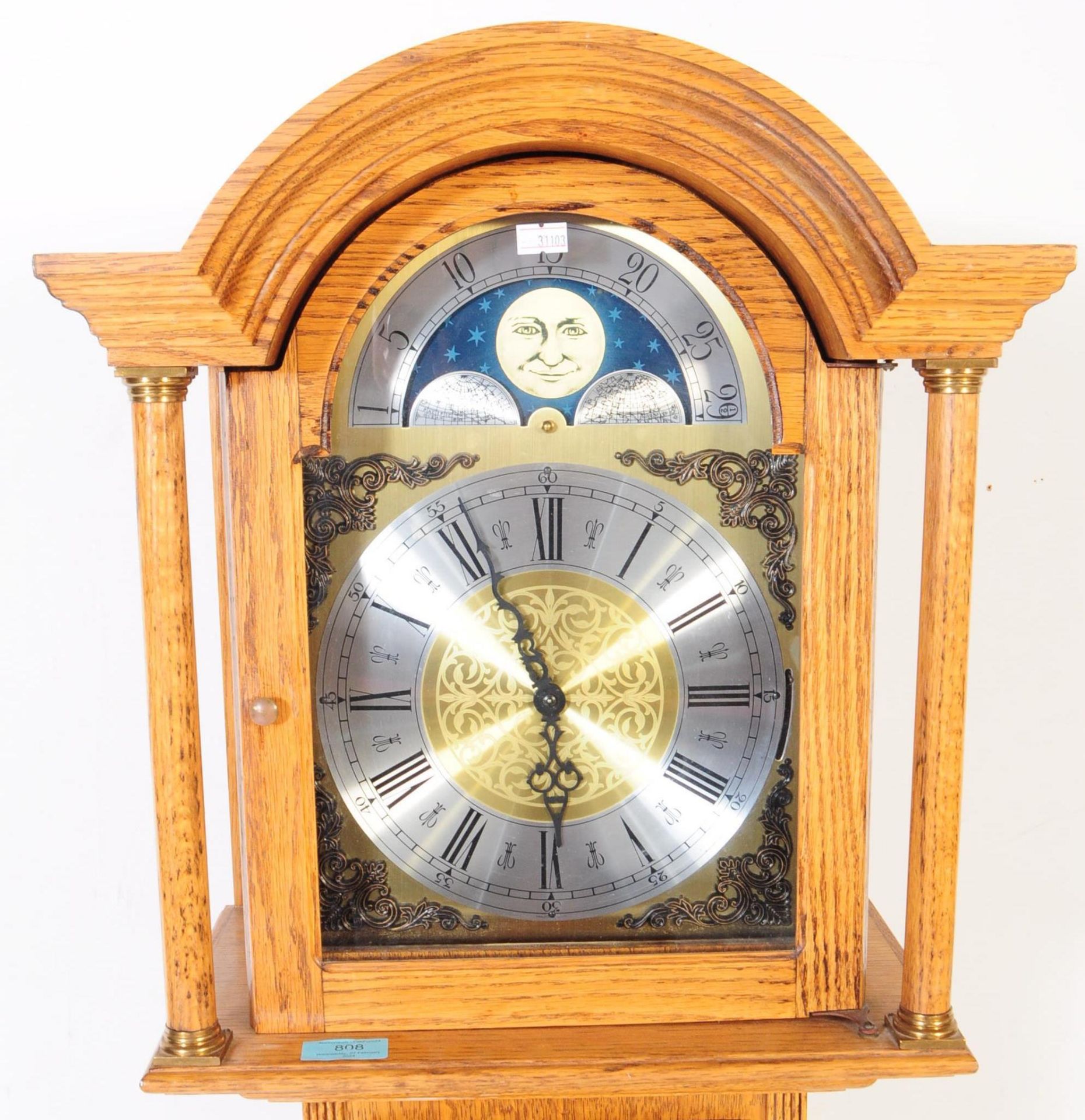 EARLY 20TH CENTURY ARTS & CRAFTS OAK GRANDMOTHER CLOCK - Image 3 of 9